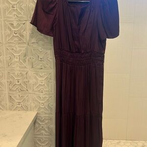 Maxi length Anthropologie dress. Rich plum color